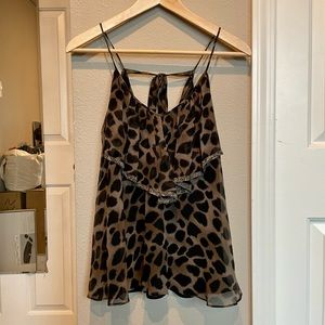 Rebecca Taylor dark leopard print silk tank top